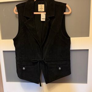 We The Free Black Suede Tie-Waist Vest